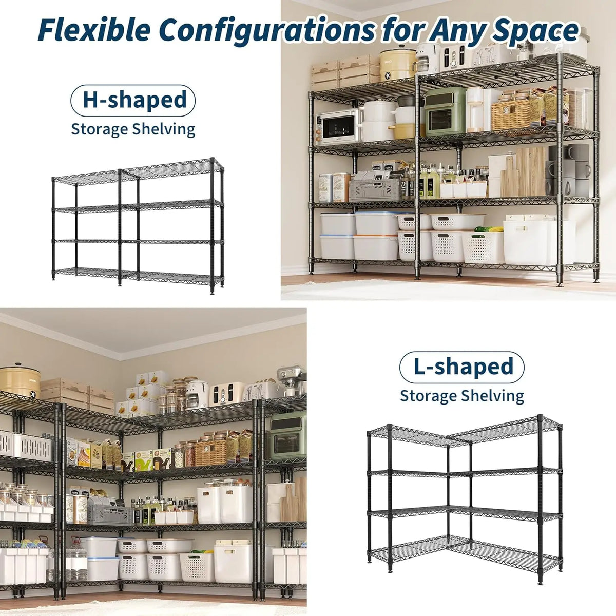 TWISTER Heavy Duty Metal Storage Shelves For Kitchen Organization