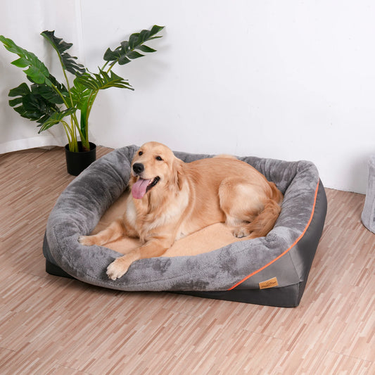 BINGOPAW Orthopedic Memory Foam Dog Bed With Bolstered Cushion