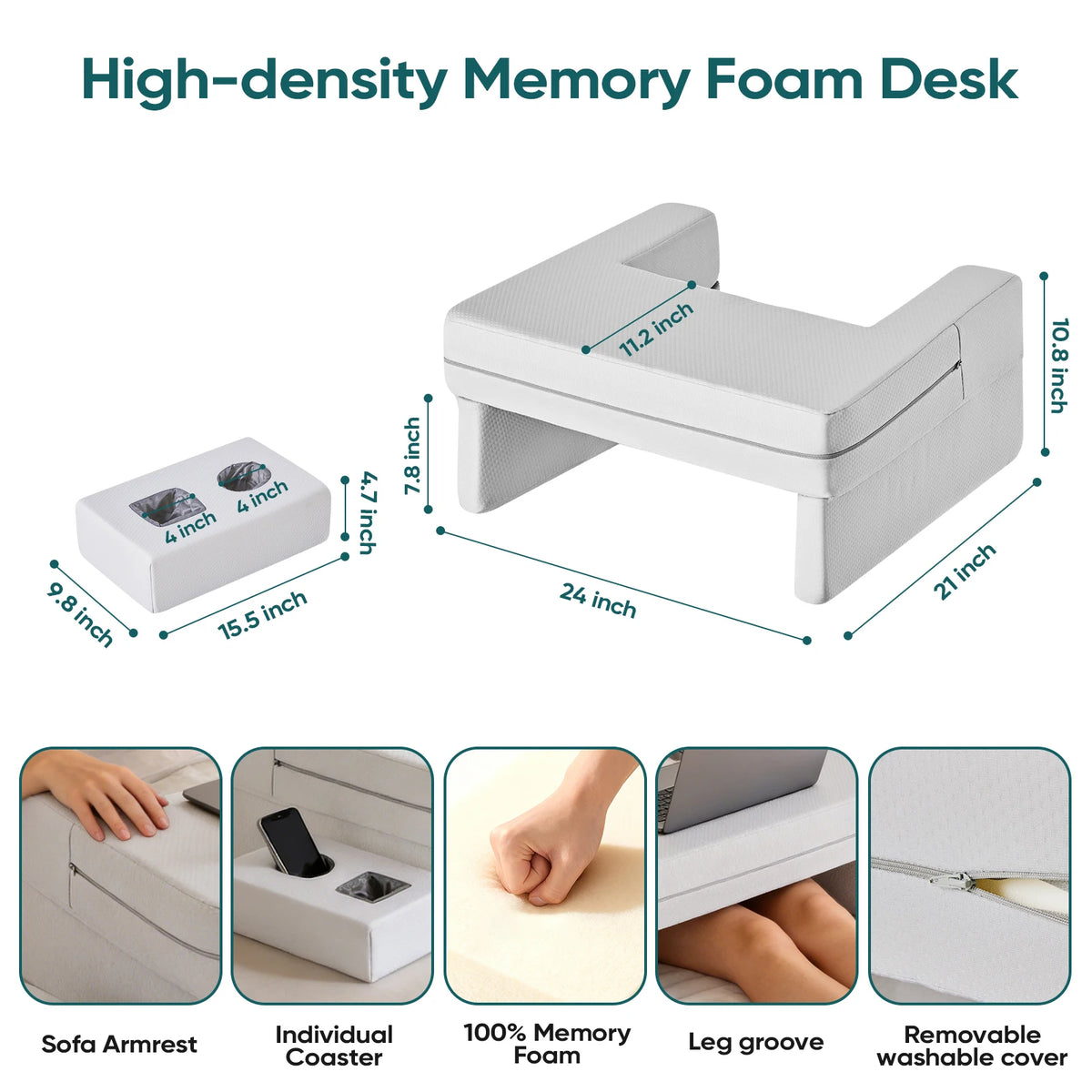 JHK Ergonomic Memory Foam Reading Pillow With Cooling Vent Design