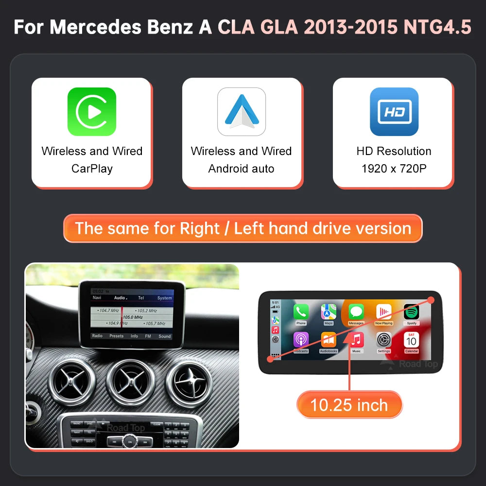 Road Top Benz NTG45 Touch Screen Car Multimedia Display CarPlay