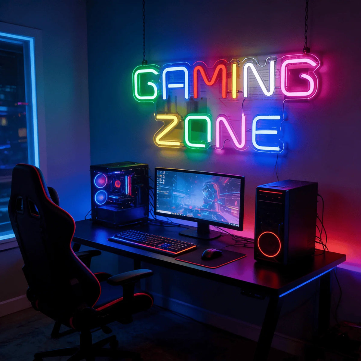 Gaming Zone LED Neon Sign USB Powered Indoor Wall Decor