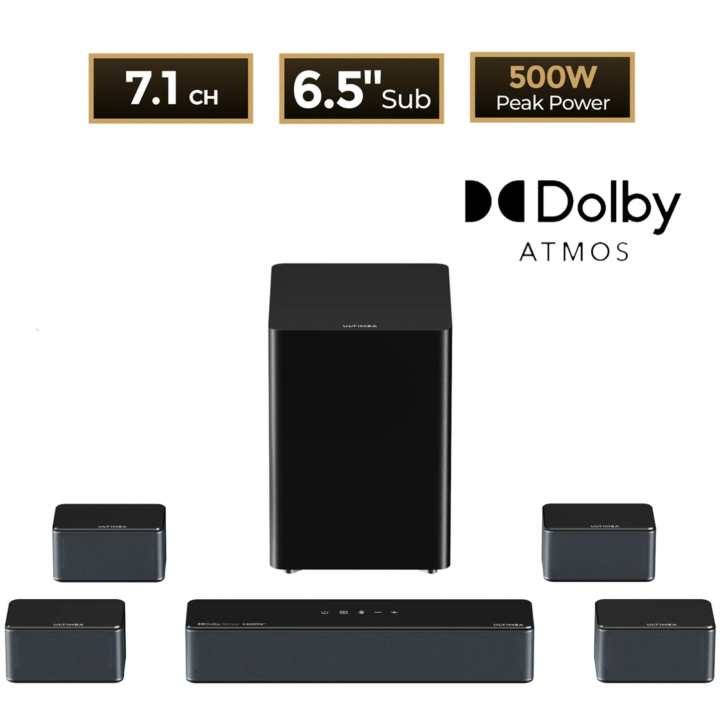 ULTIMEA Poseidon D80 7.1 Channel Dolby Atmos Soundbar Wireless Subwoofer