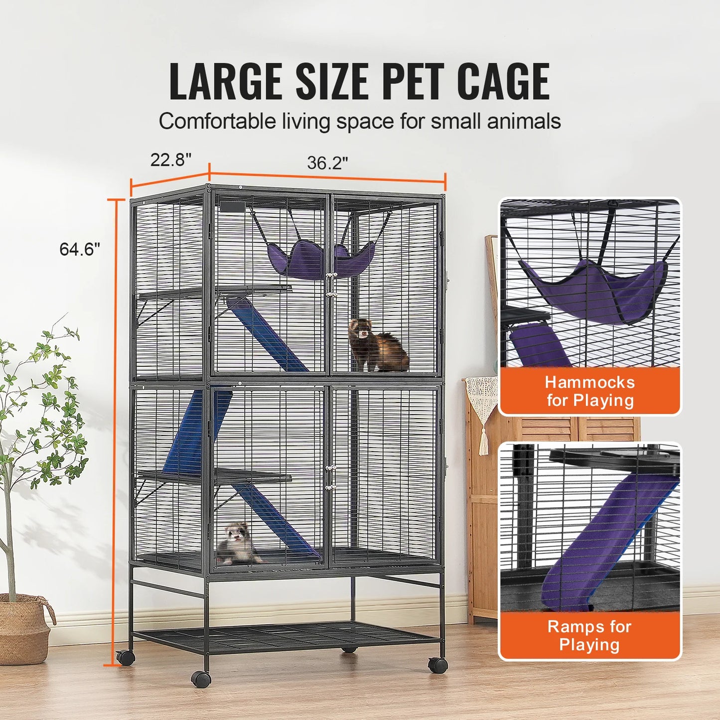 SucceBuy Rolling Metal Ferret Cage 4 Tier Critter Nation Cage