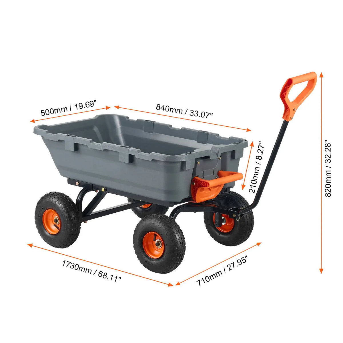Heavy Duty Steel Garden Dump Cart With Poly Side Handles