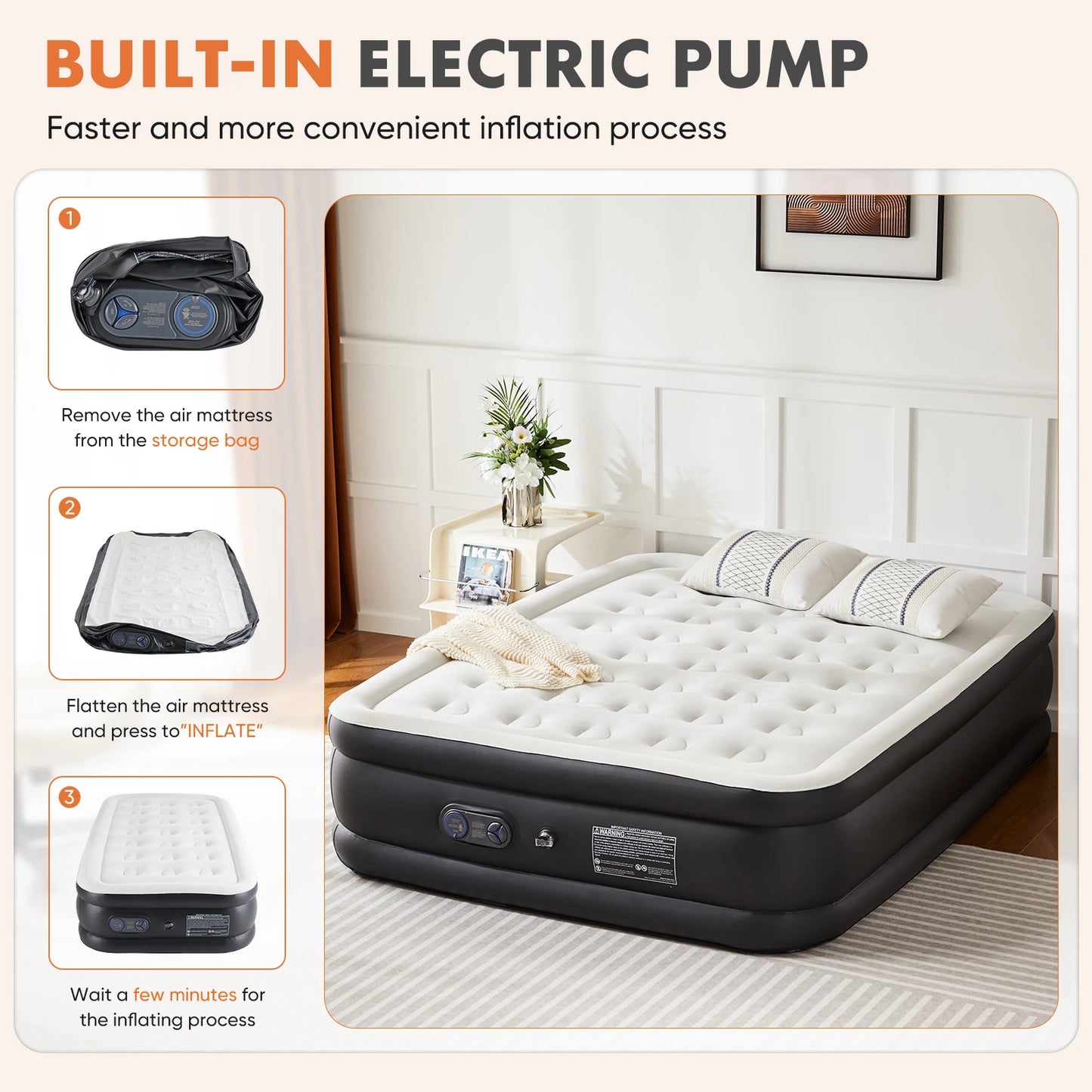 MCQ Air Mattress With Built In Pump Non Slip Camping