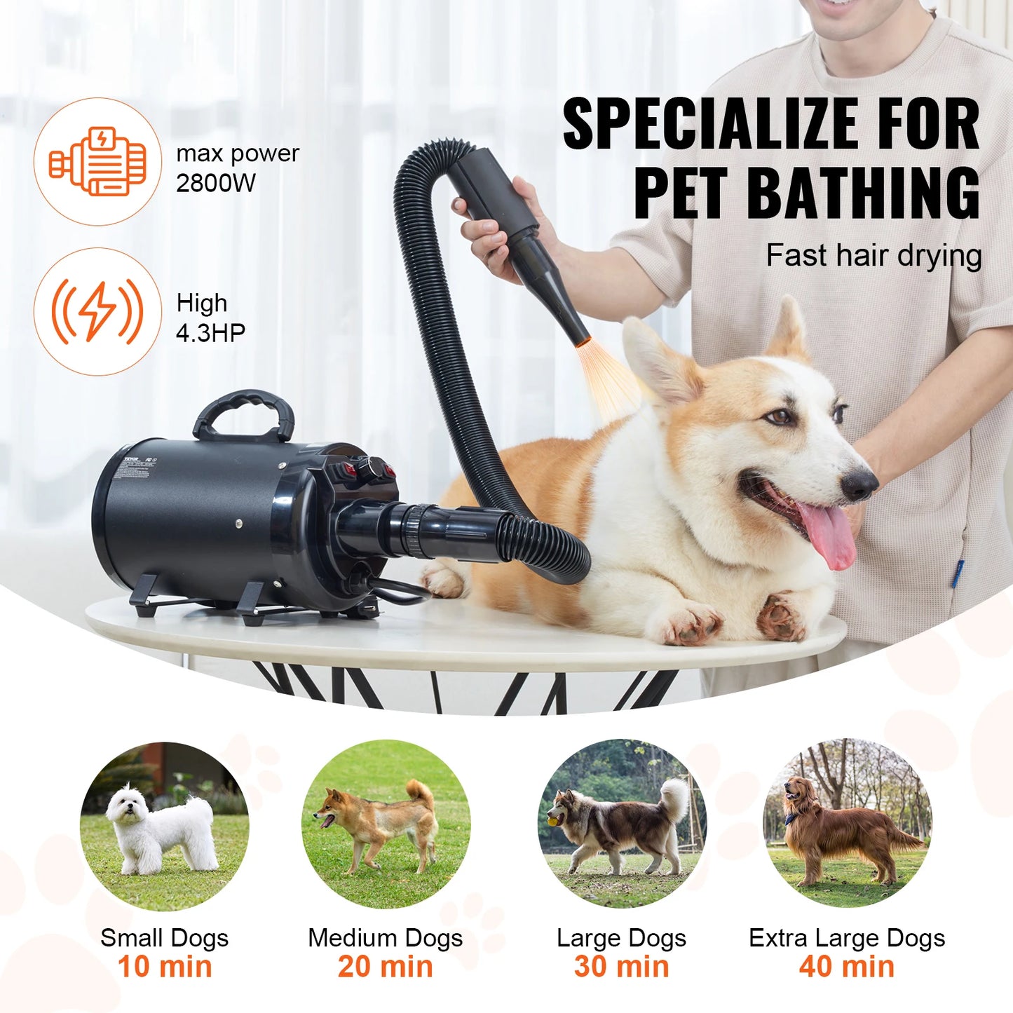SucceBuy Dog Blow Dryer With Adjustable Speed And Temperature Control