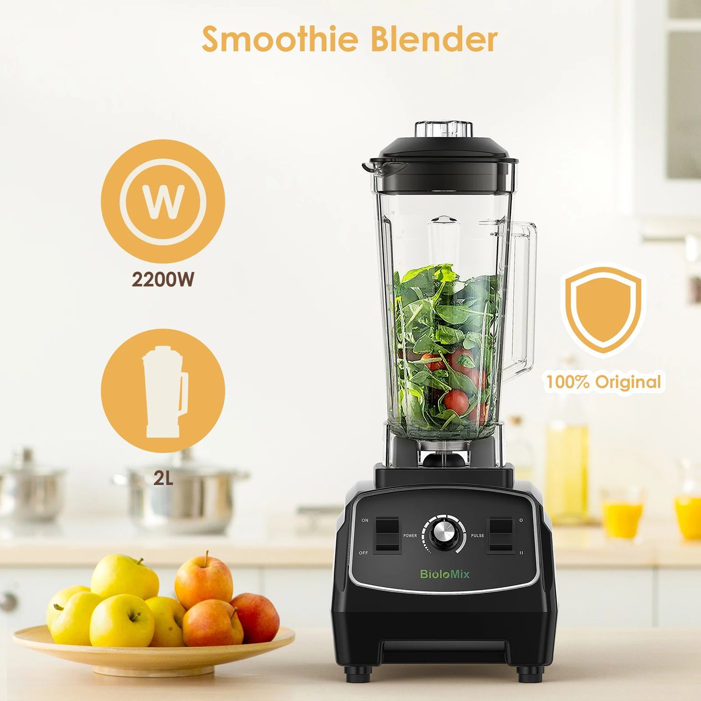 Biolomix BPA Free 3HP 2200W Heavy Duty Blender Juicer
