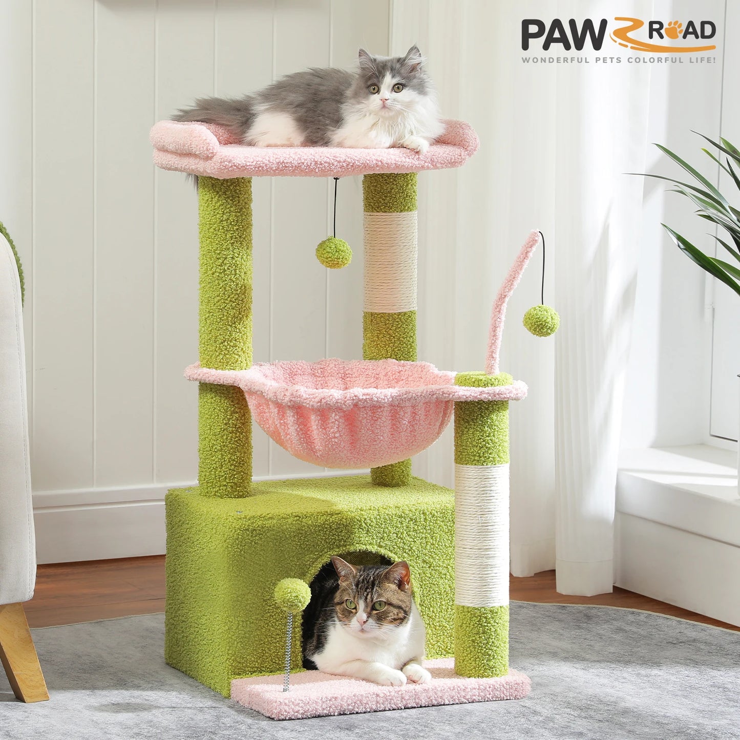 PAWZ Road 4-In-1 Cat Tree With Condo Sisal Scratching Post