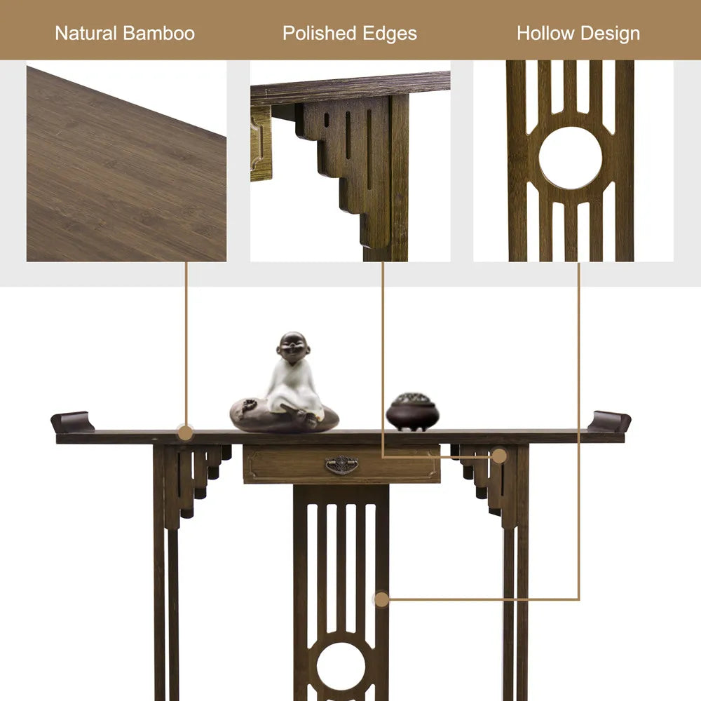 LUVODI Classic Wood Console Table With Drawer And Bottom Shelf