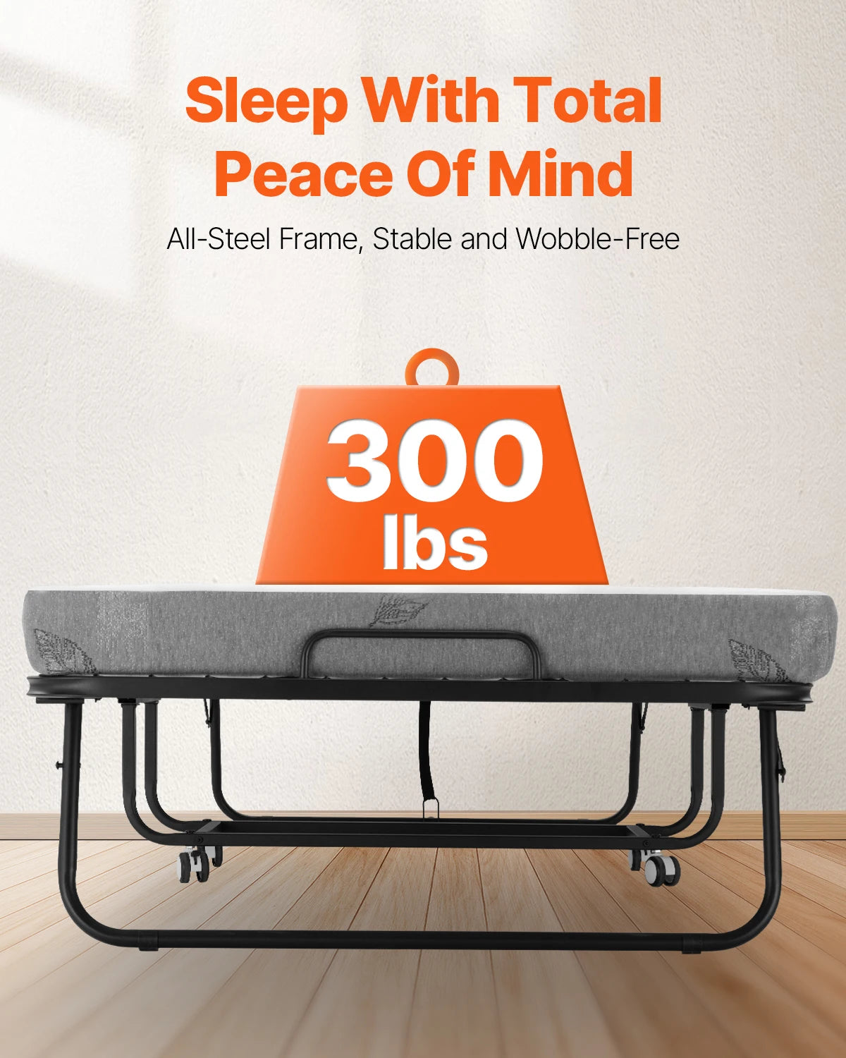 SucceBuy Rollaway Bed With Memory Foam Mattress Folding Guest Bed