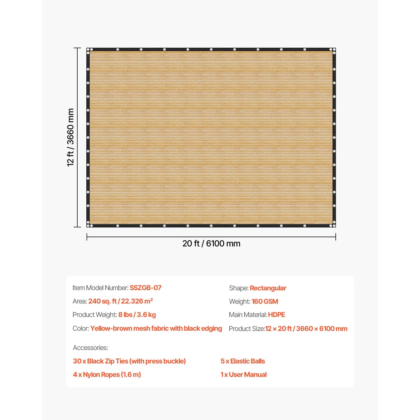 SucceBuy 90 Percent Sun Shade Cloth HDPE Canopy Outdoor Garden