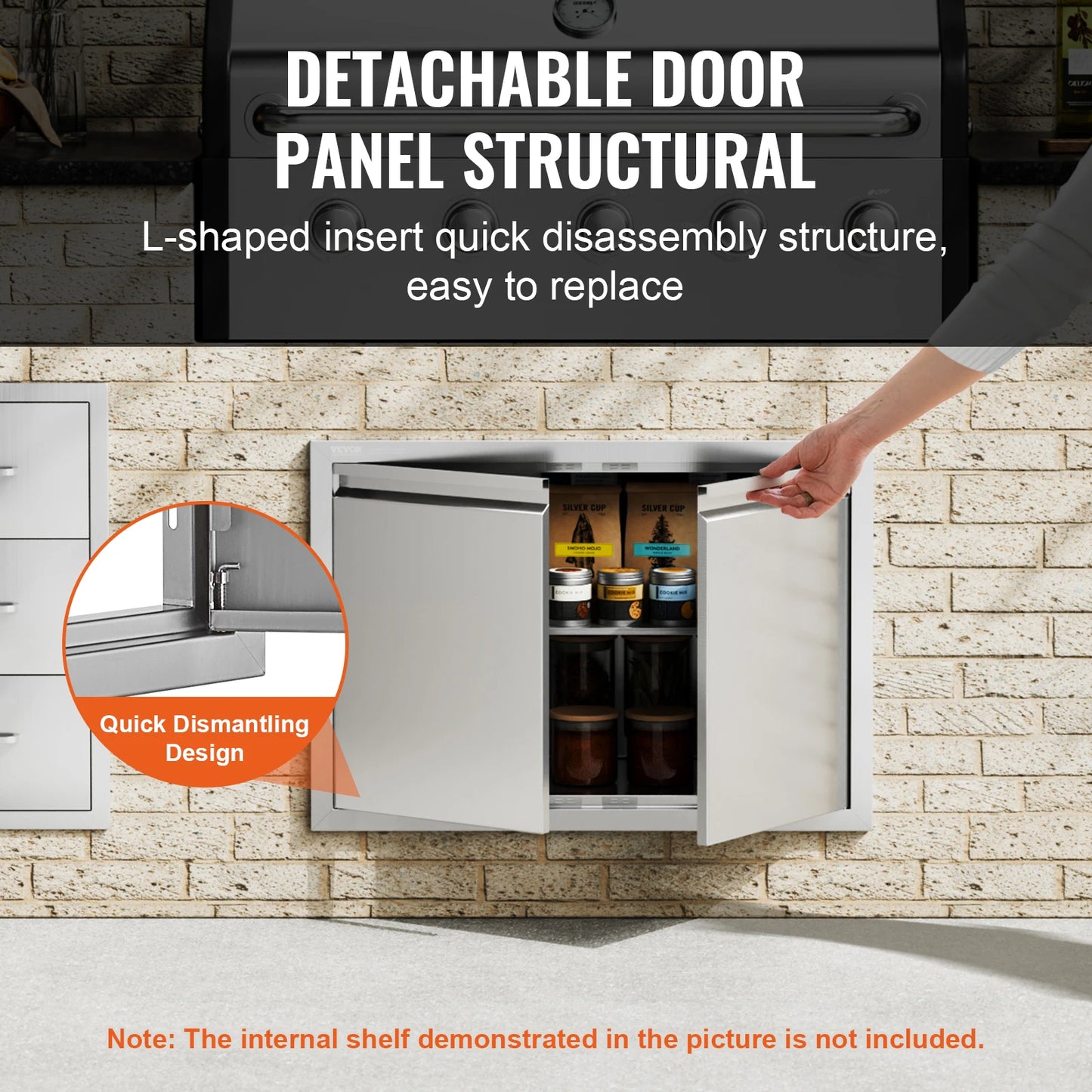 Stainless Steel BBQ Access Door Flush Mount For Outdoor Kitchen