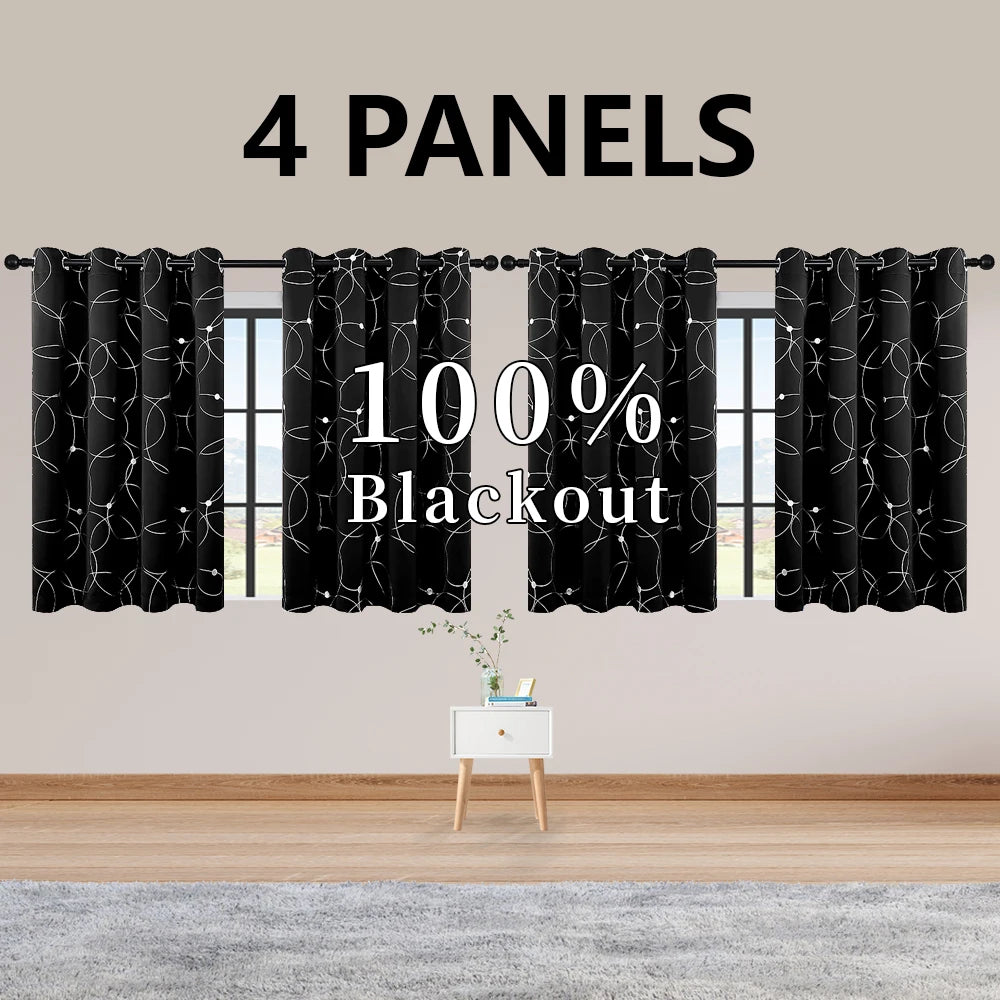 Blackout Curtains Thermal Insulated Room Darkening Foil Circle Dots Bedroom