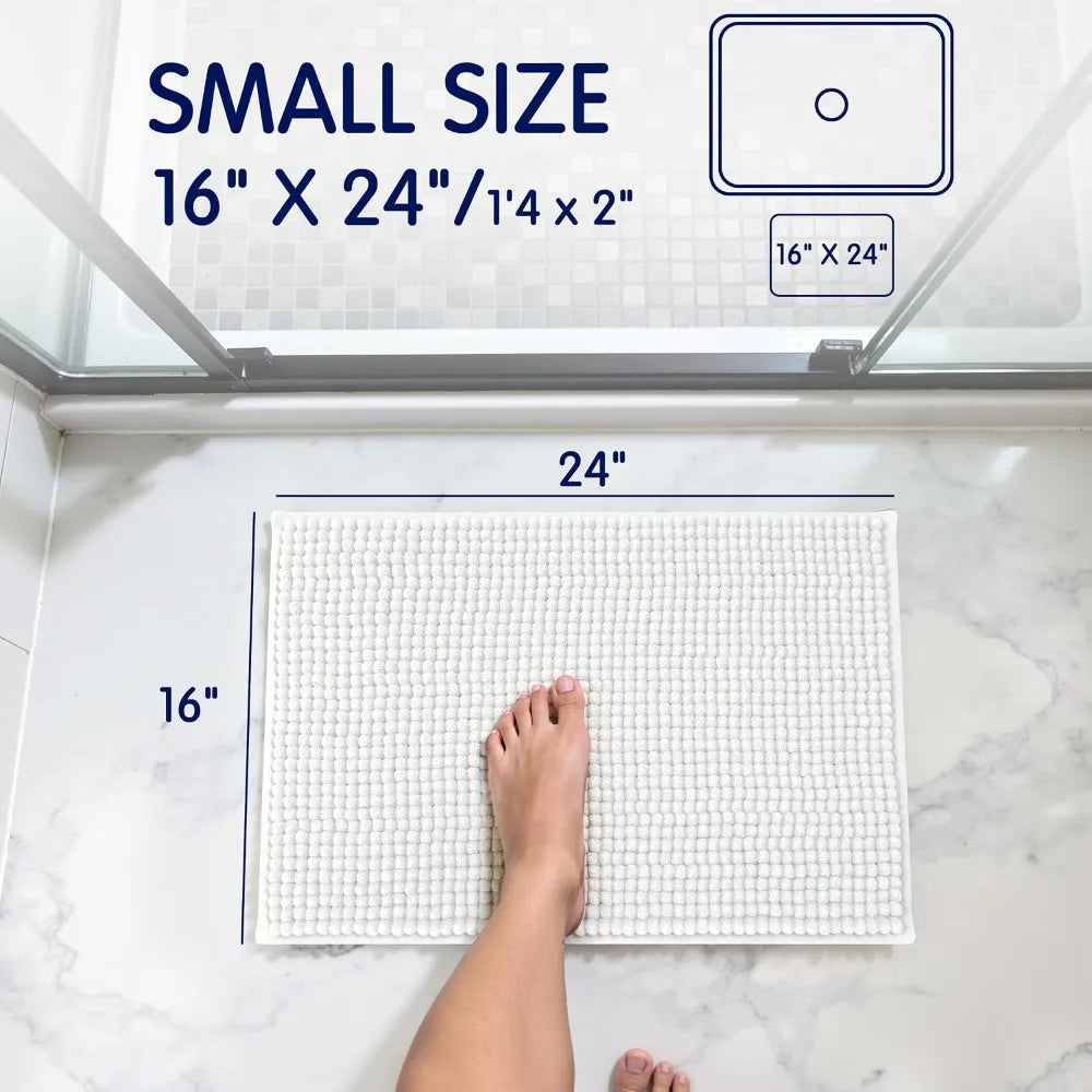 Chenille Bath Mat Super Absorbent Quick Dry Machine Washable Rug