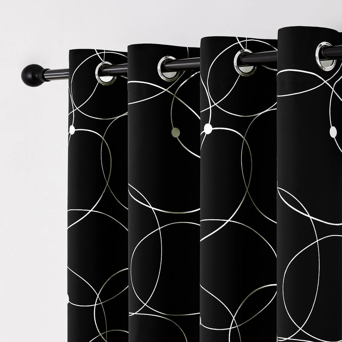 Blackout Curtains Thermal Insulated Room Darkening Foil Circle Dots Bedroom