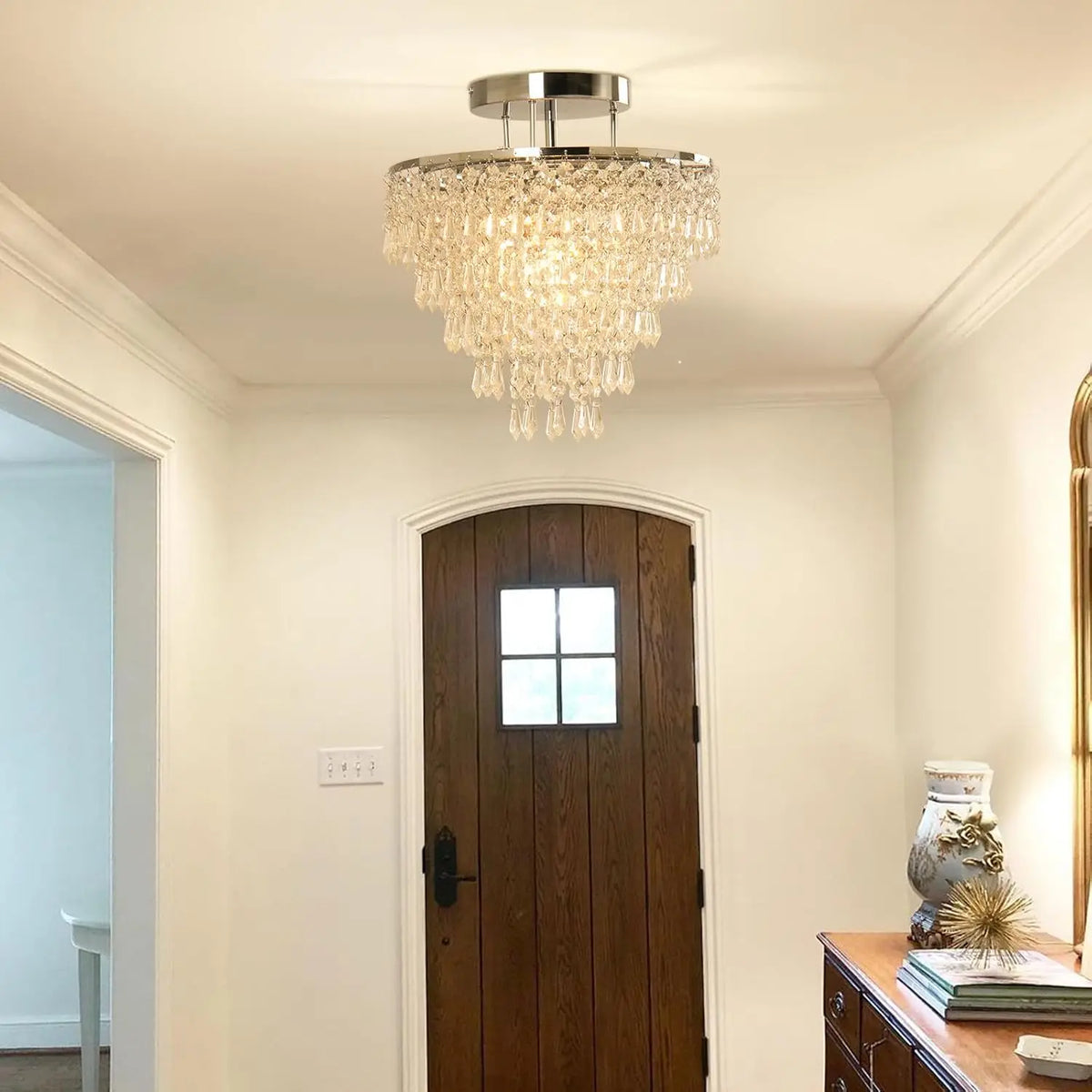 Finktonglan 5 Tier Crystal Chandelier Flush Mount Ceiling Light