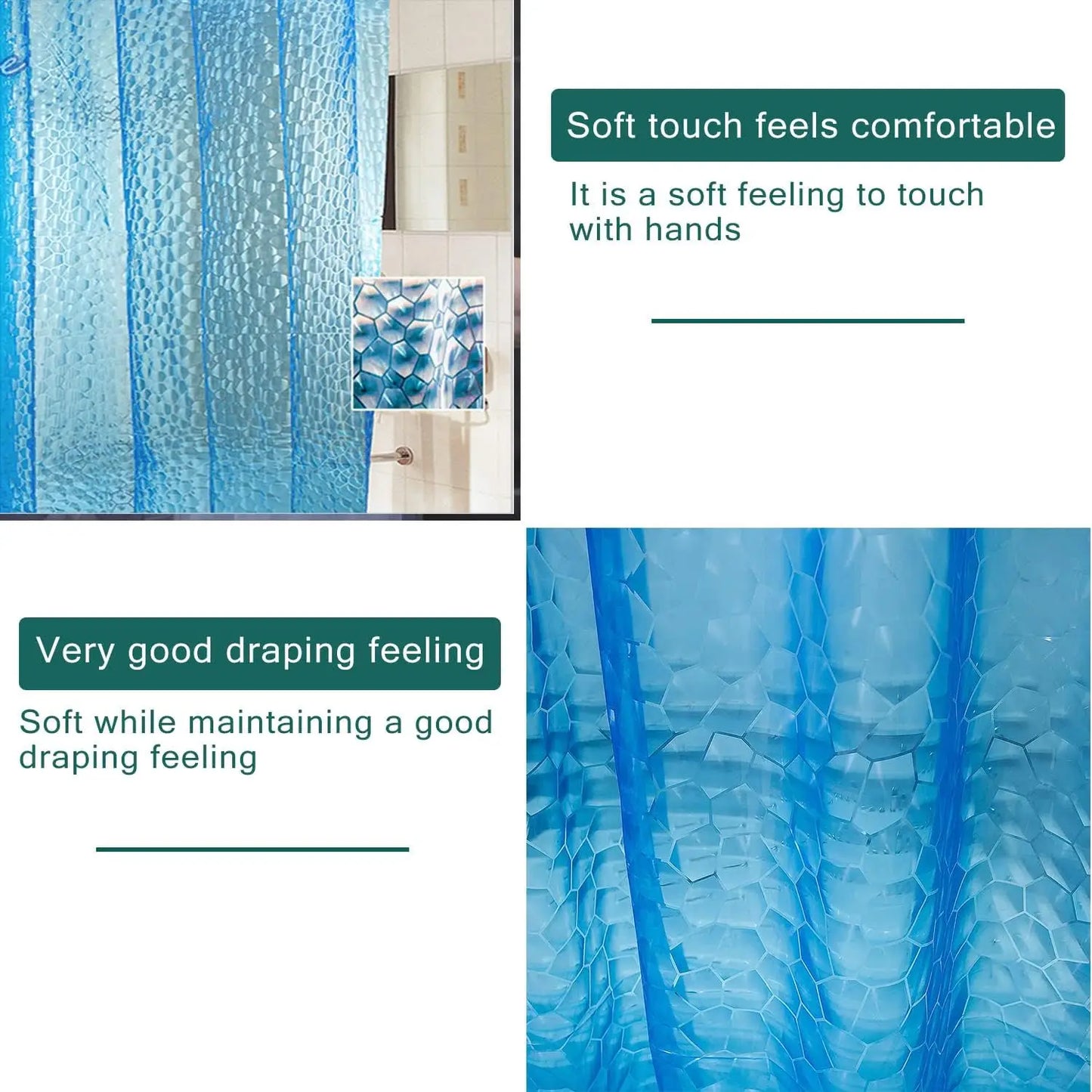 Waterproof EVA Shower Curtain Liner With Weighted Magnets