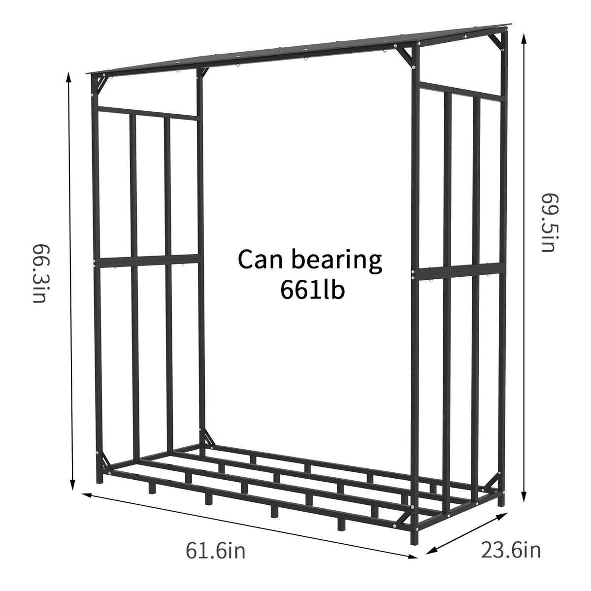 Heavy Duty Metal Firewood Rack With Protective Cover