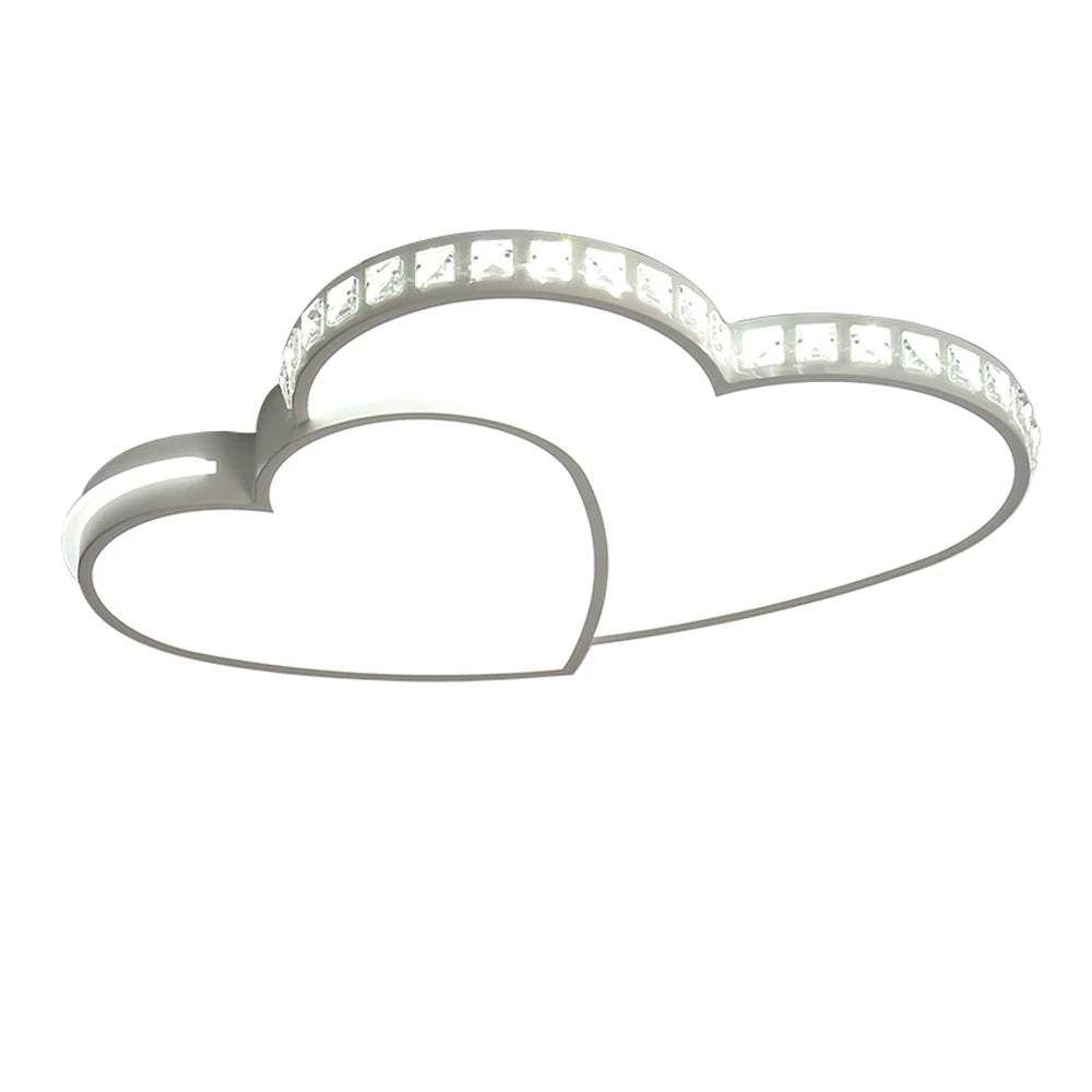 Heart Shaped Crystal LED Ceiling Light Flush Mount for Kids Rooms