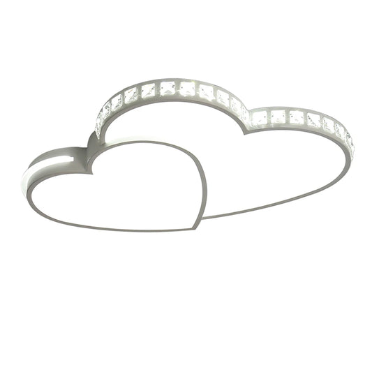 Heart Shaped Crystal LED Ceiling Light Flush Mount for Kids Rooms