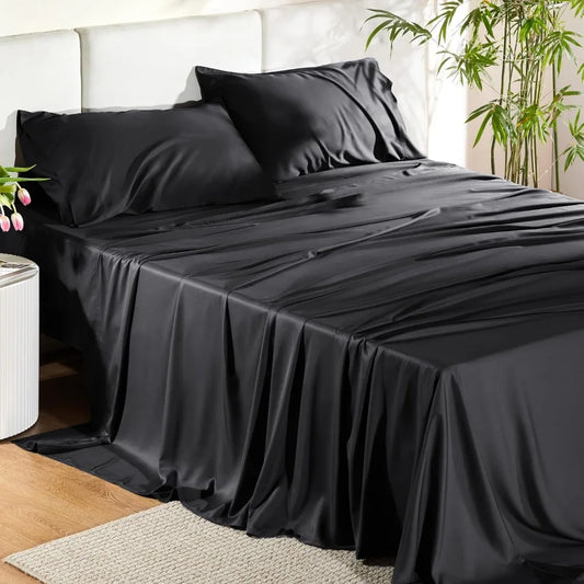 Xiuwo Queen Bamboo Rayon Black Cooling Sheet Set