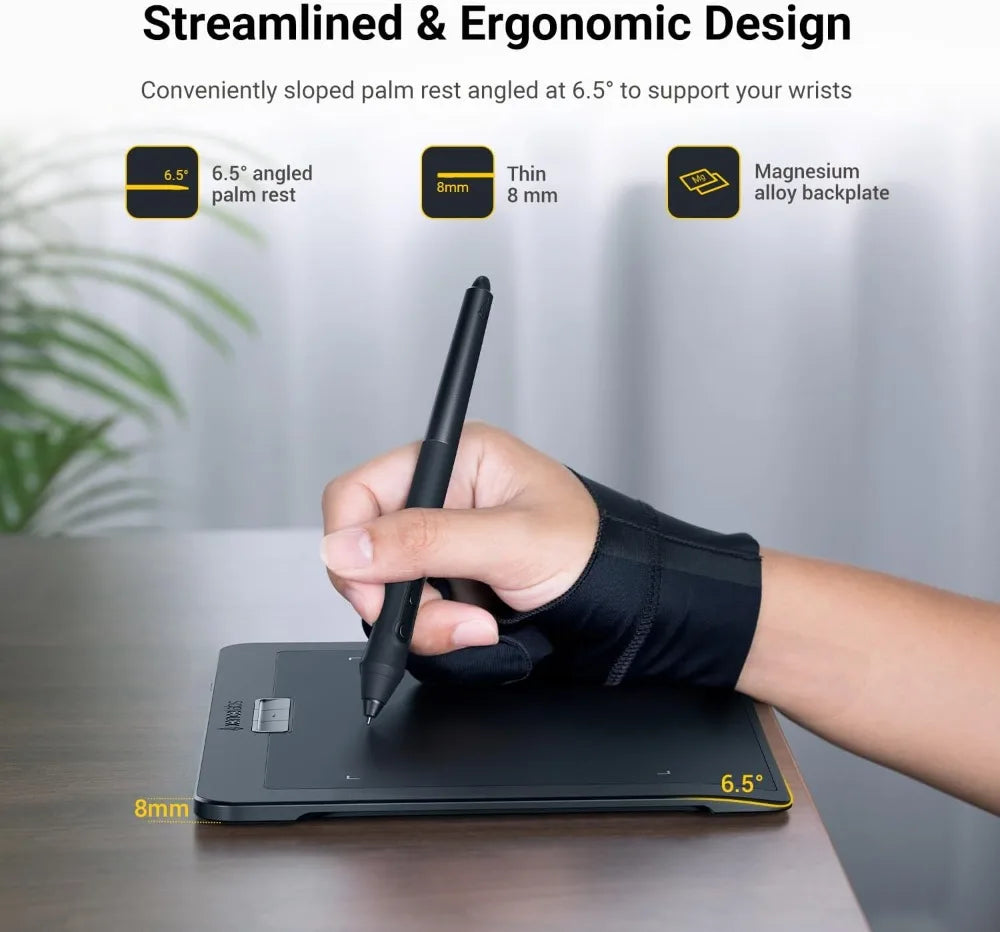 Portable Wireless Drawing Tablet Dual Battery Free Styluses 8192 Levels Pressure