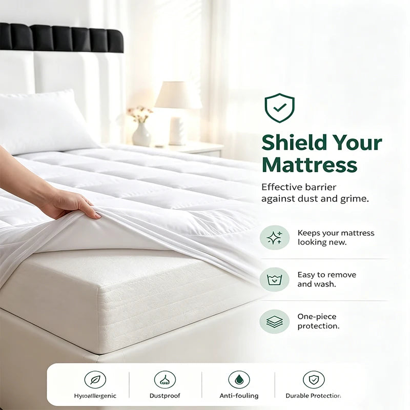 easYum 360GSM Polyester Quilted Mattress Topper Protector Cover