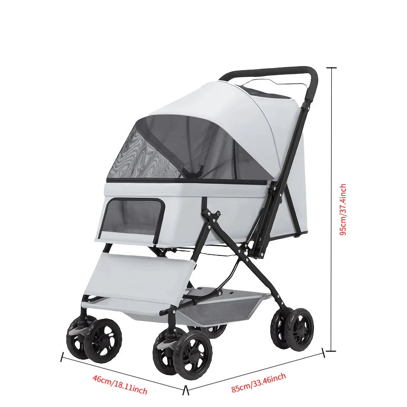 D09 Four Wheel Pet Stroller for Dogs and Cats Portable Travel Cart