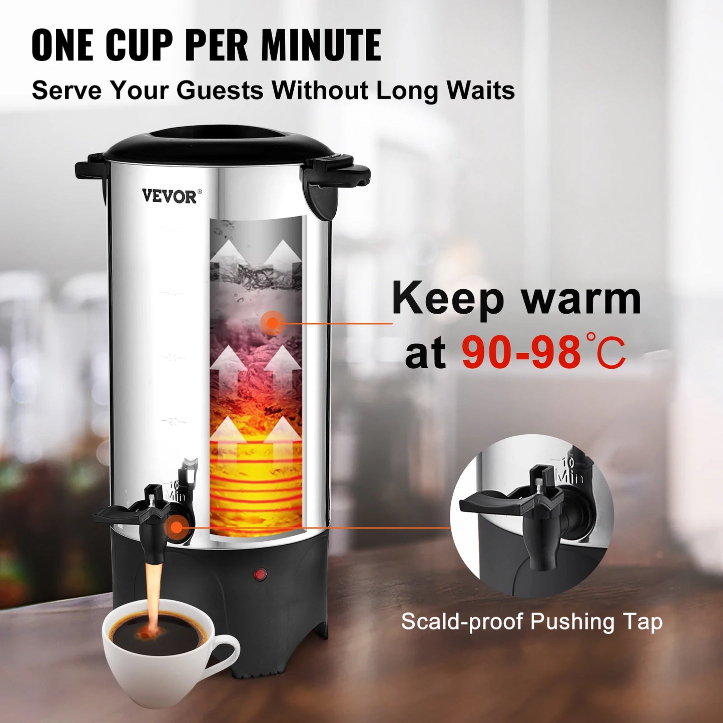 SucceBuy Commercial Coffee Urn Stainless Steel 1000 Watt Electric Brewer