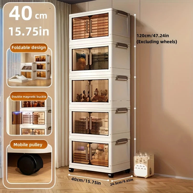 4 To 5 Tier Heavy Duty Plastic Folding Storage Cabinet