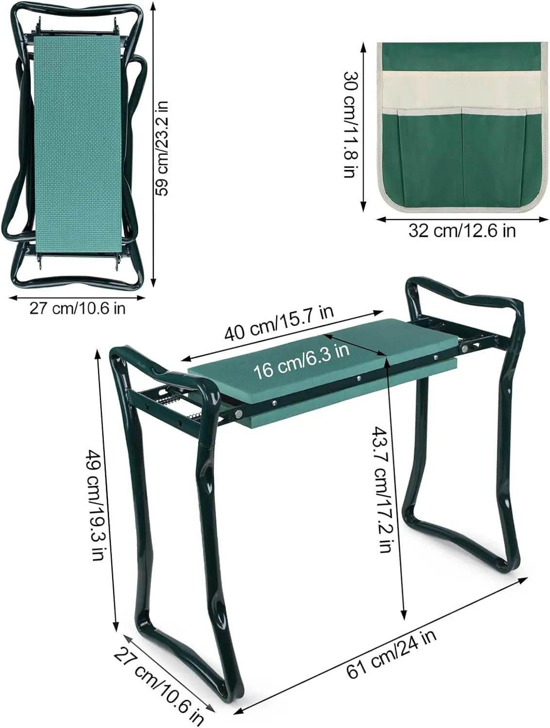 Upgraded Folding Metal Garden Kneeler and Seat with Foam