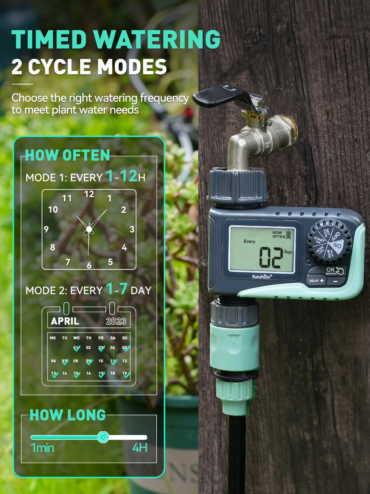 Rainpoint Programmable Sprinkler Timer For Garden Hose Irrigation