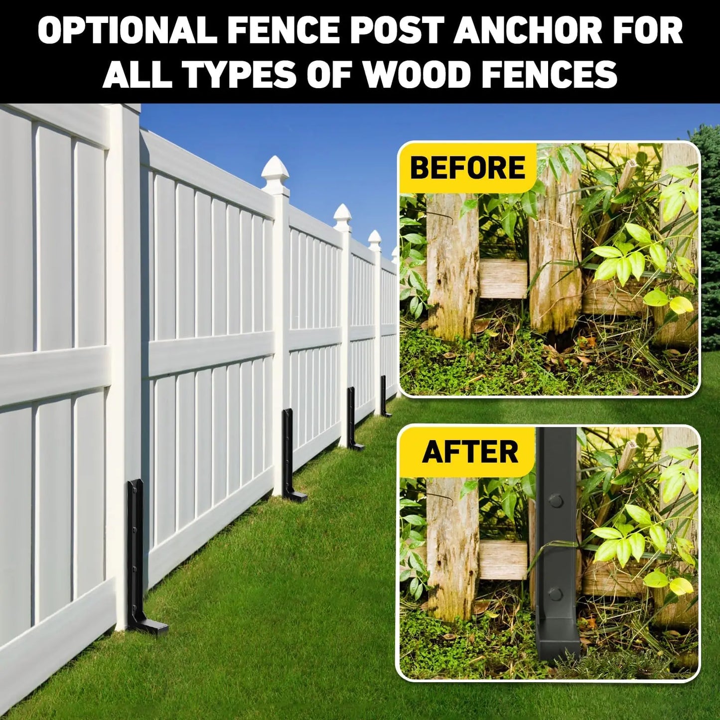 JETTING Heavy Duty Fence Post Repair Kit for Wooden Supports