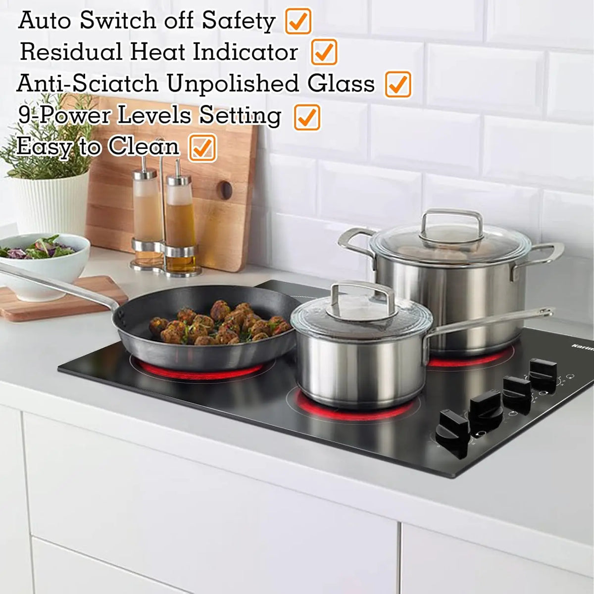 Karinear 4 Burner Electric Cooktop With Precise Temperature Control