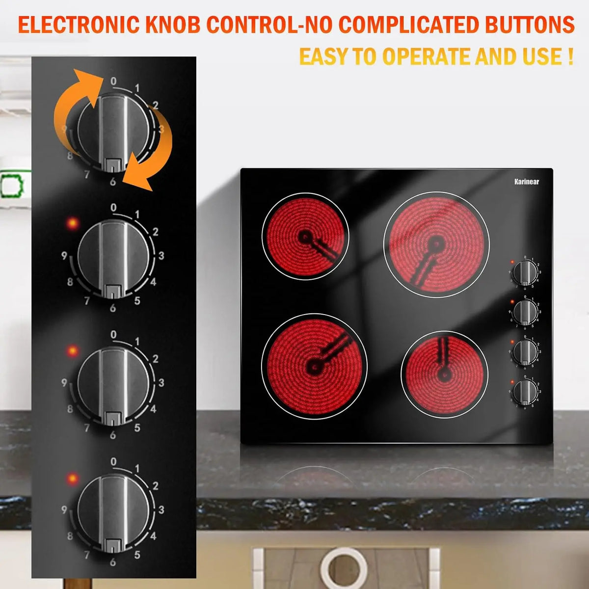 Karinear 4 Burner Electric Cooktop With Precise Temperature Control