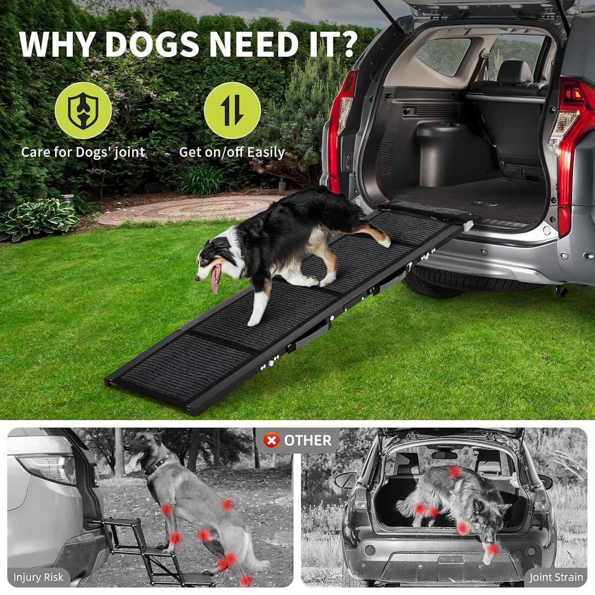 HiMISS Folding Dog Ramp For Cars With Non Slip Surface