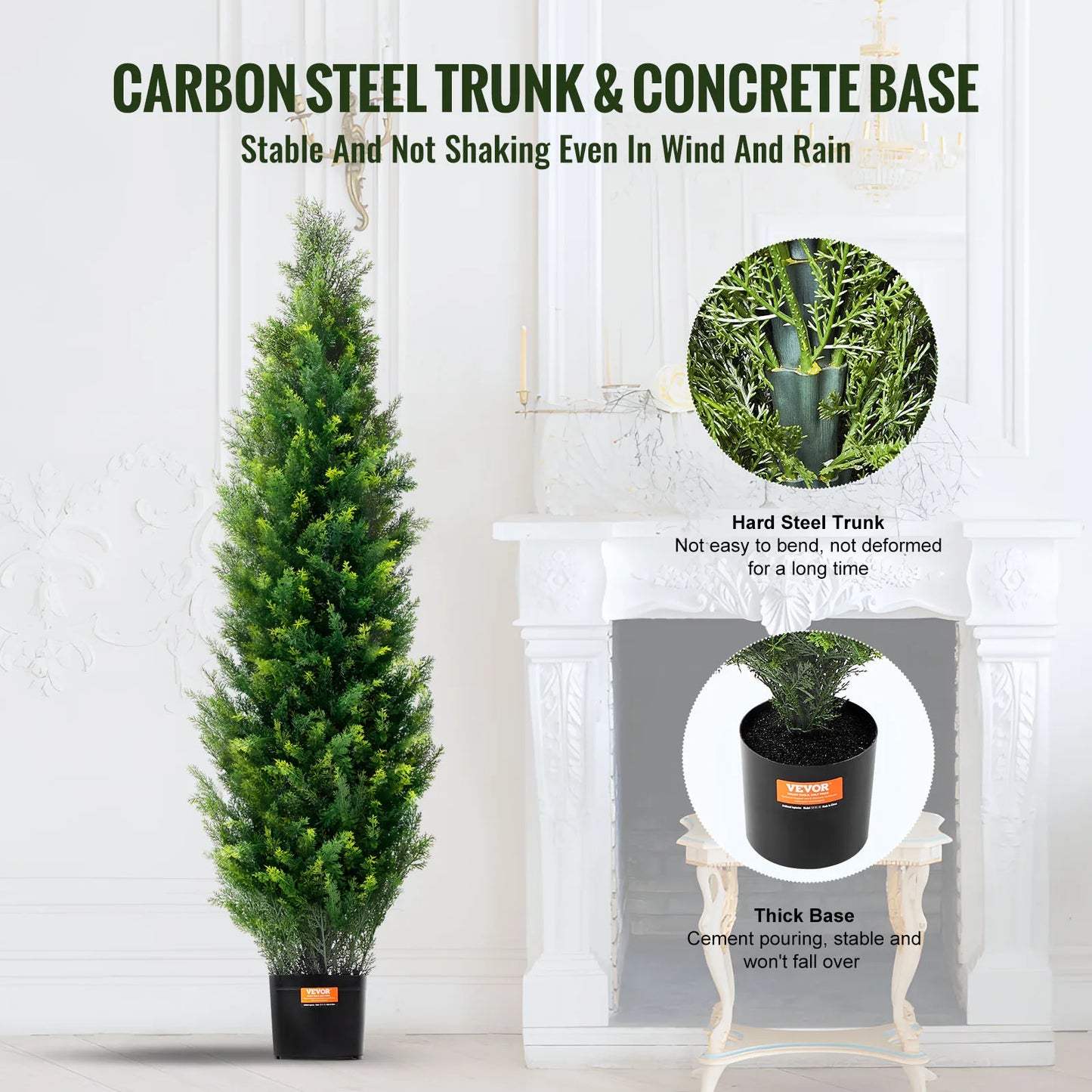 SucceBuy Cedar Topiary Tree Set Outdoor Evergreen Artificial Plant Decor