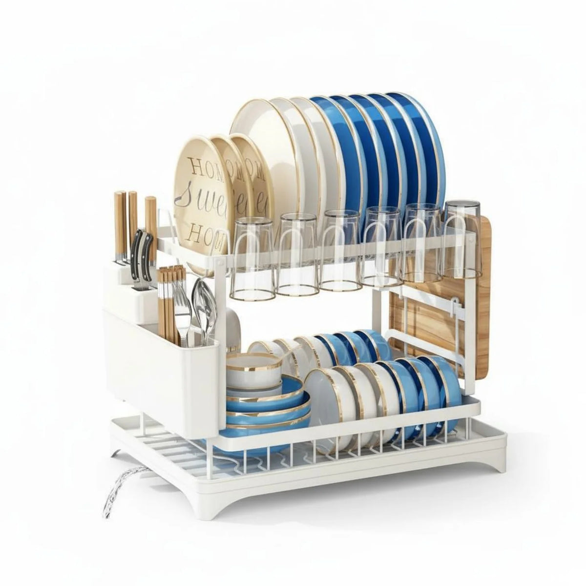 HiMISS Kitchen Countertop Dish Drying Rack With Drainage Tray