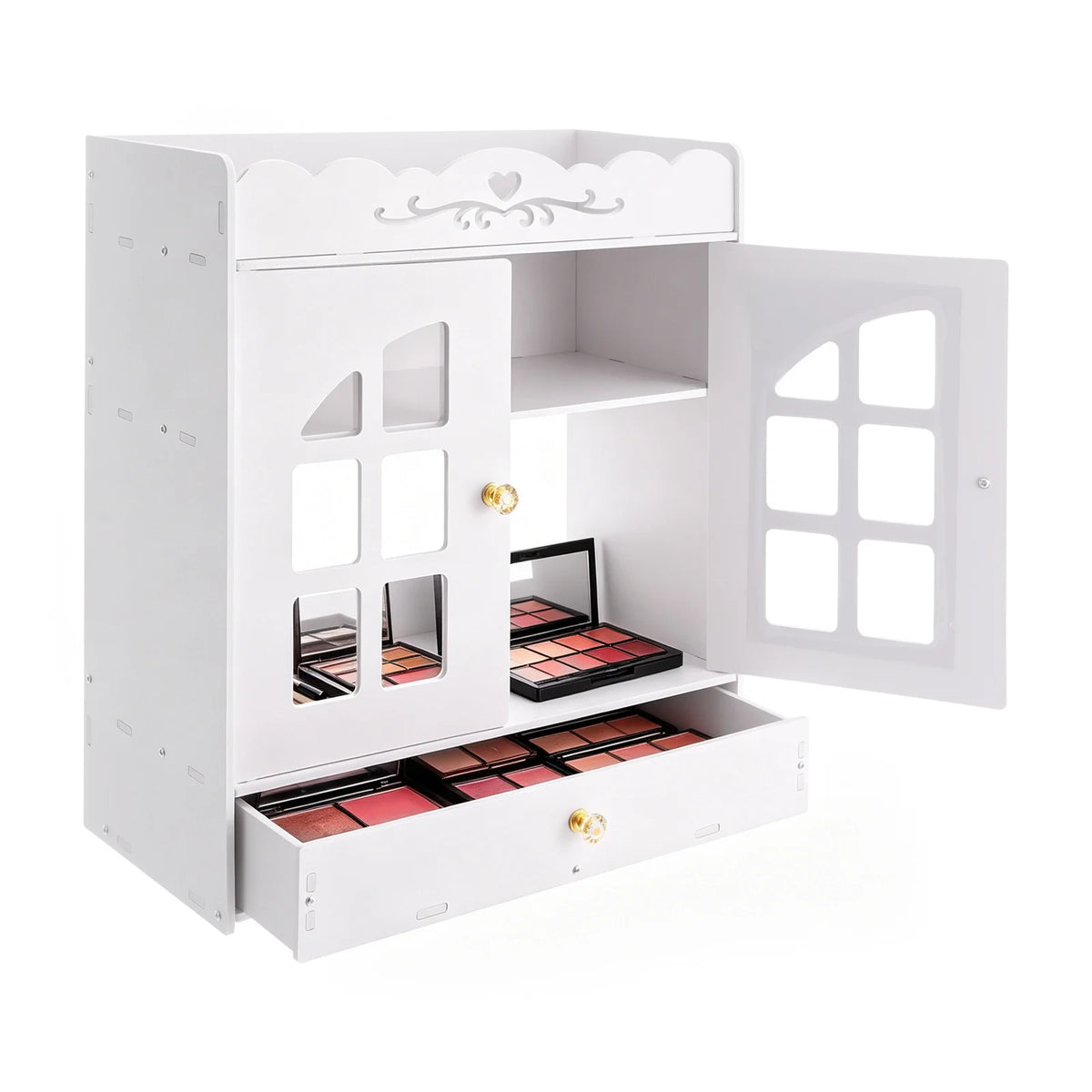 Wall Mounted Bathroom Organizer With Four Waterproof Plastic Shelves