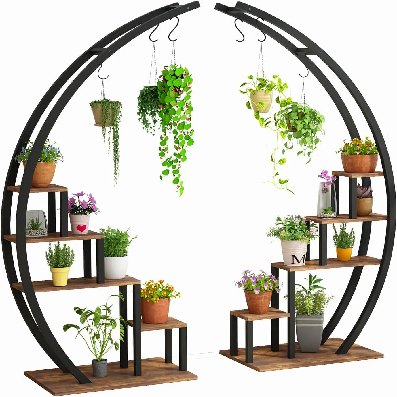 TWISTER.CK 5-Tier Half Moon Metal Plant Stand Indoor Rack