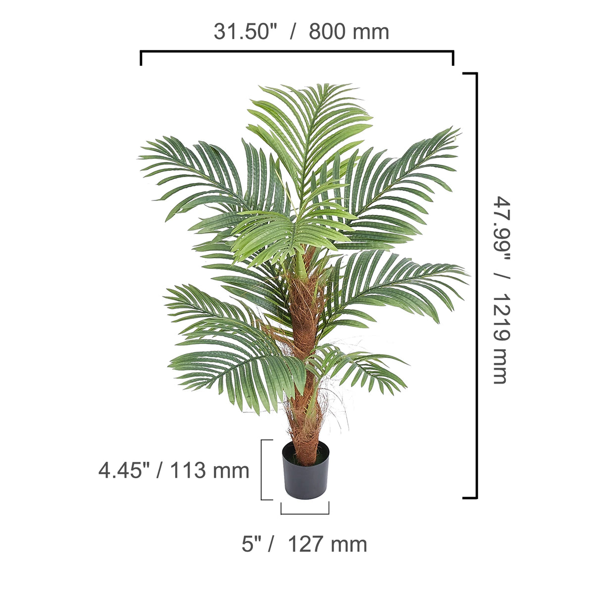 Artificial Palm Tree Faux Plant With Anti Tip Support Base
