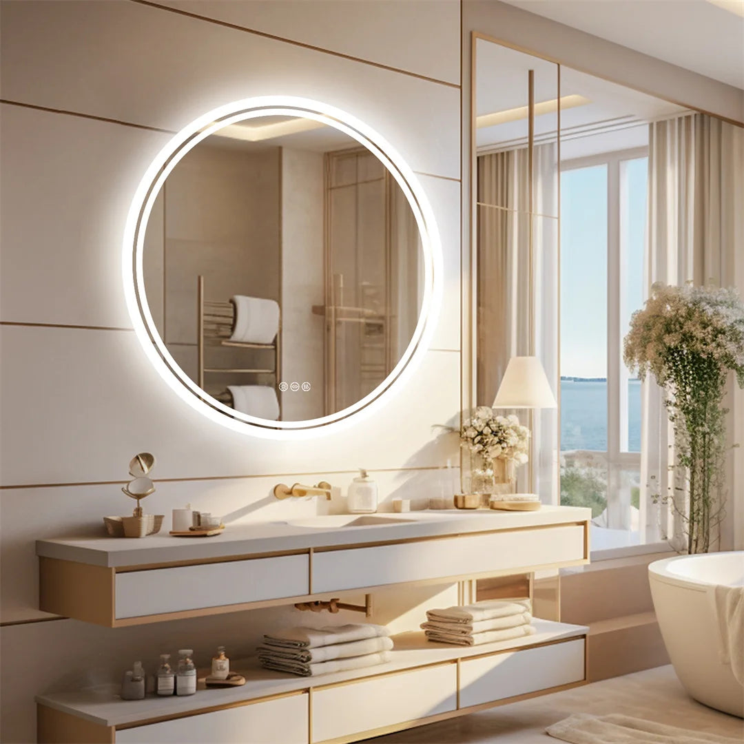 Luvodi Led Bathroom Mirror With Touch Screen And Anti Fog