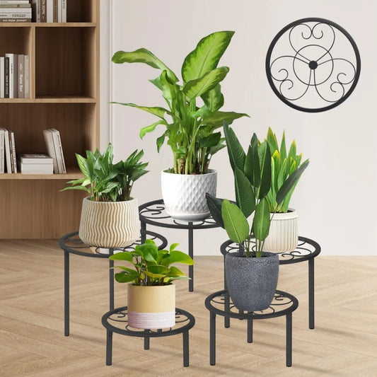 NBVCX Metal Plant Stand Set Of Five Heavy Duty Indoor Outdoor Racks