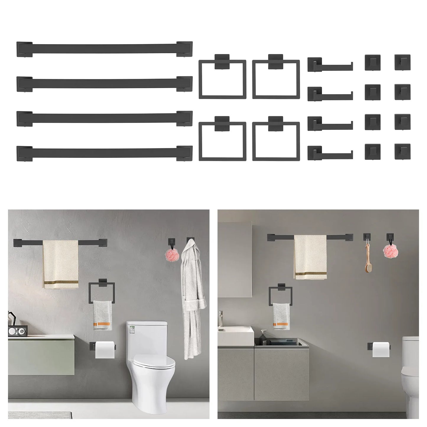20 Piece Stainless Steel Bathroom Hardware Set Wall Mount