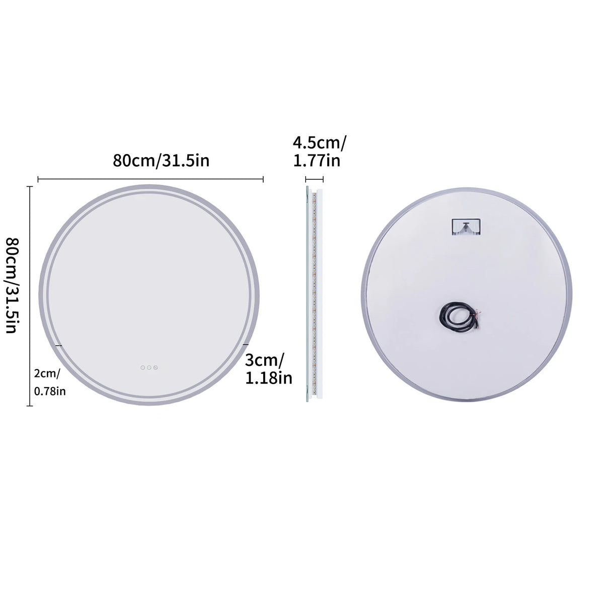 Luvodi Led Bathroom Mirror With Touch Screen And Anti Fog