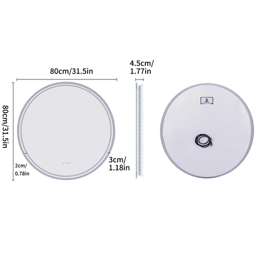 Luvodi Led Bathroom Mirror With Touch Screen And Anti Fog