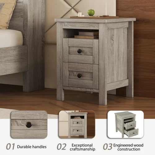 Farmhouse 3 Piece Bedroom Set Platform Bed With Storage Headboard