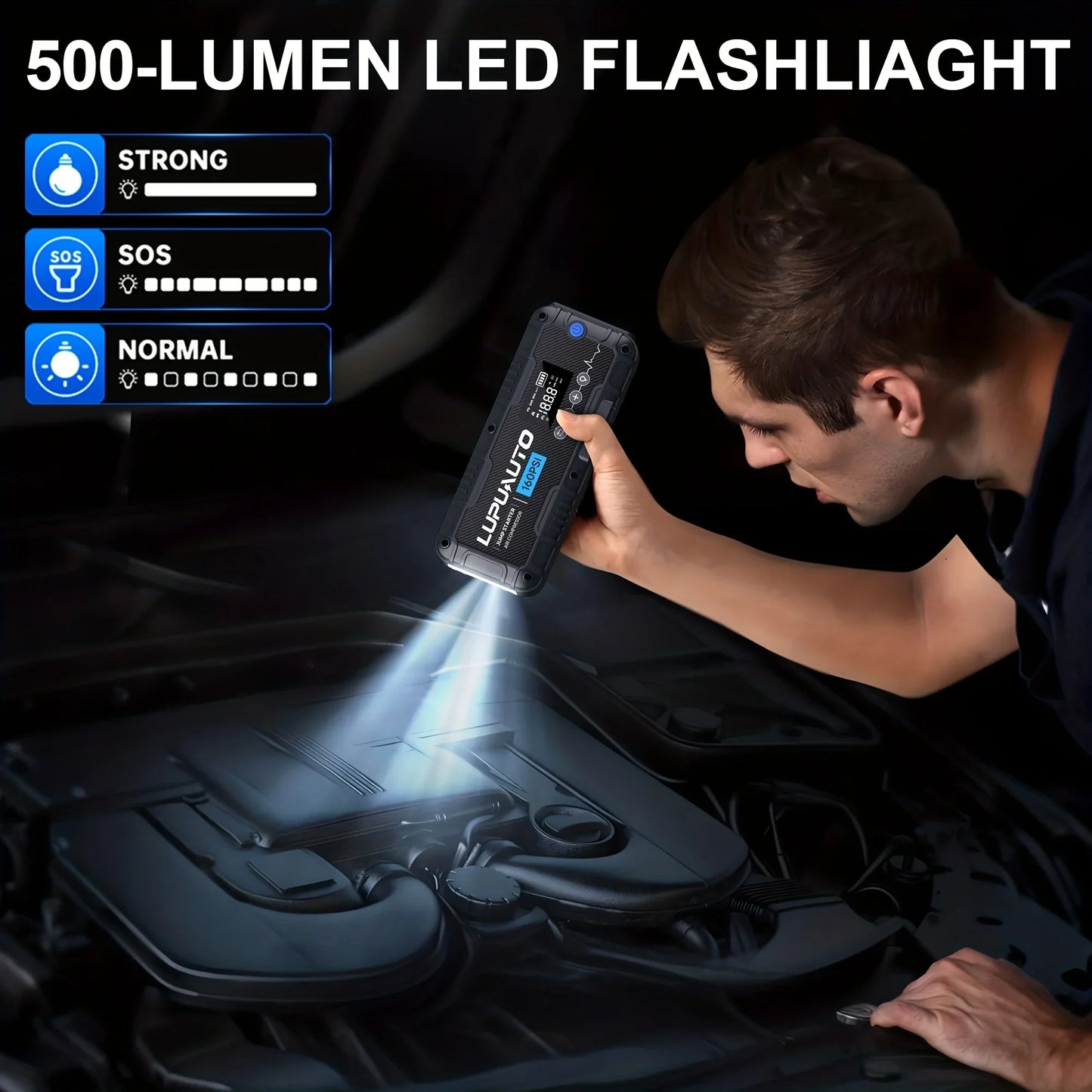 4 In 1 Car Jump Starter 4000A With LED Light Power Bank Tire Inflator