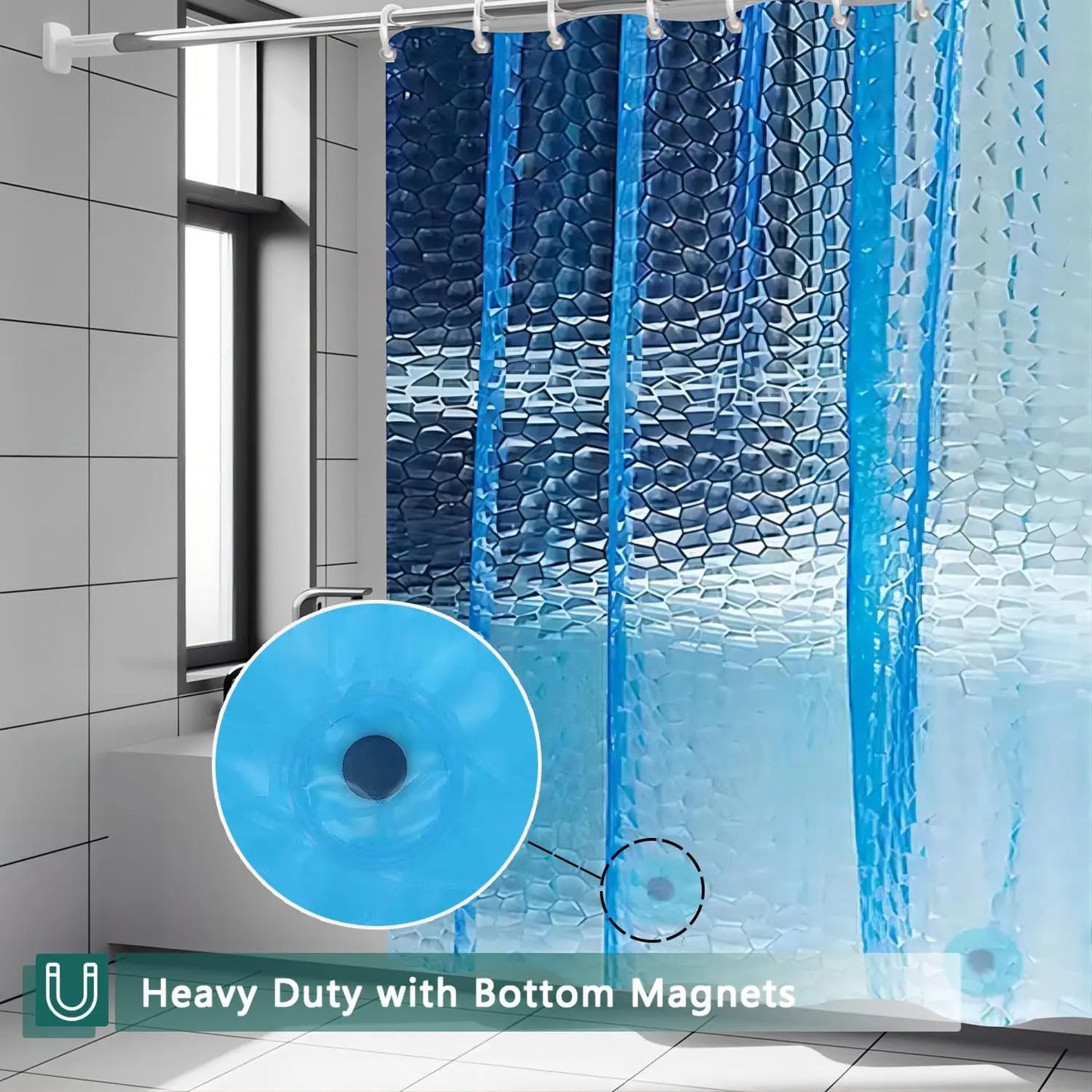 Waterproof EVA Shower Curtain Liner With Weighted Magnets
