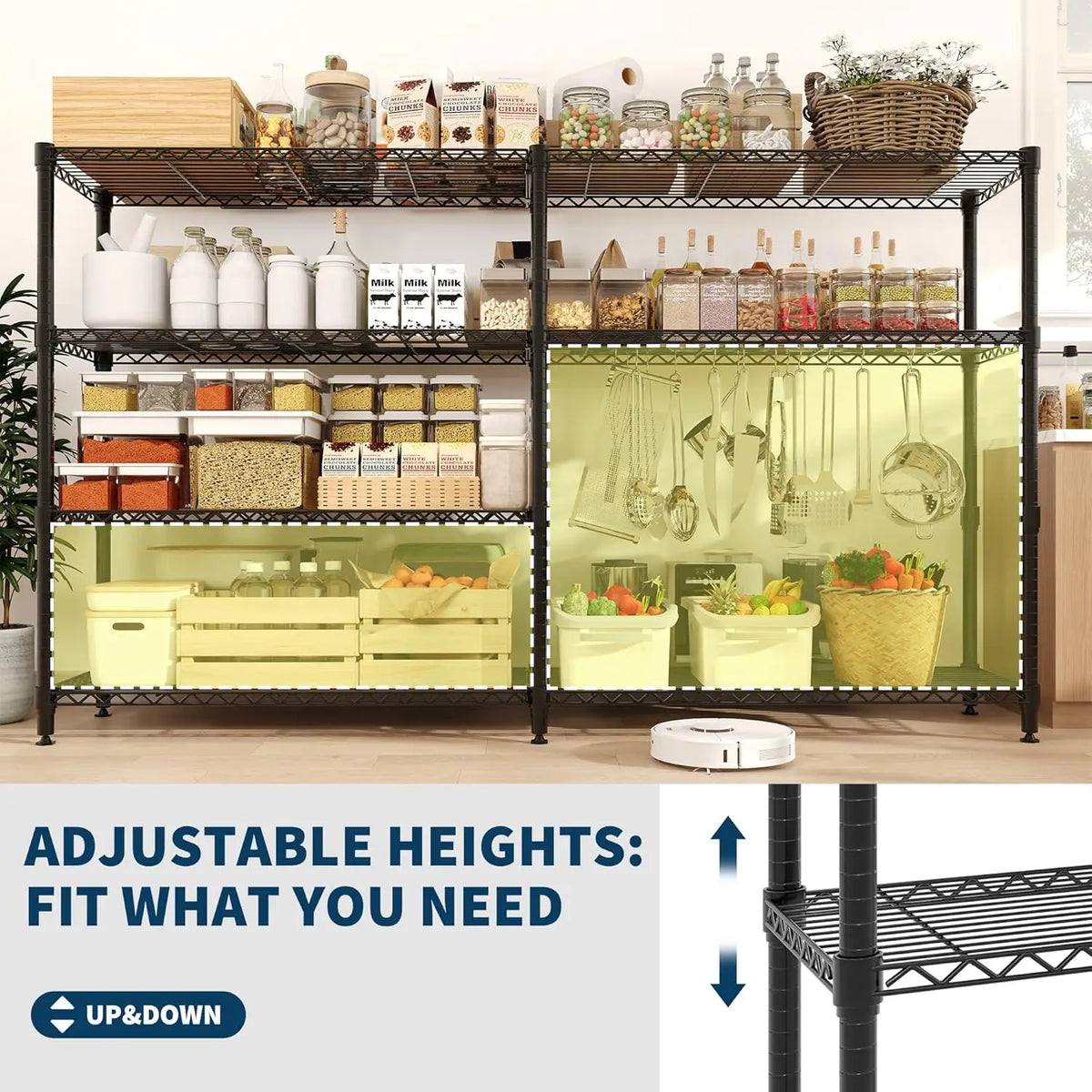 TWISTER Heavy Duty Metal Storage Shelves For Kitchen Organization